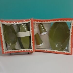 Vintage, Trident Melamine, Olive Green, Serveware Set - Mid-Century BBQ
